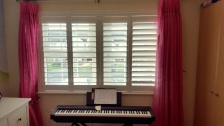 89mm Louvred White Plantation Shutters fitted in Swords