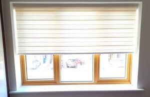 Partly opened roller blind, Rathcoole
