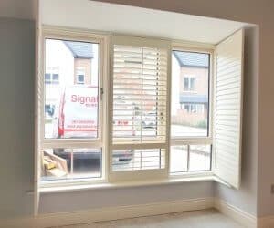 Fully opened sitting room shutters, Dublin