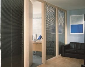 black venetian office blinds