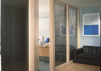 black venetian office blinds