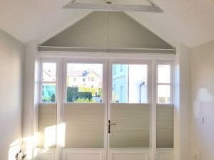 Shaped pleated blind Greystones