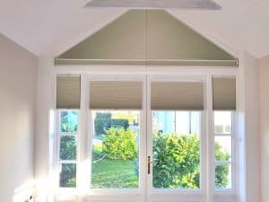 Shaped pleated blind Greystones