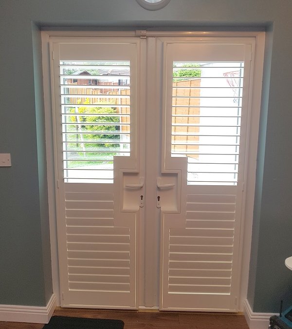 Plantation Shutters fitted onto patio doors in Glasnevin, Dublin 9