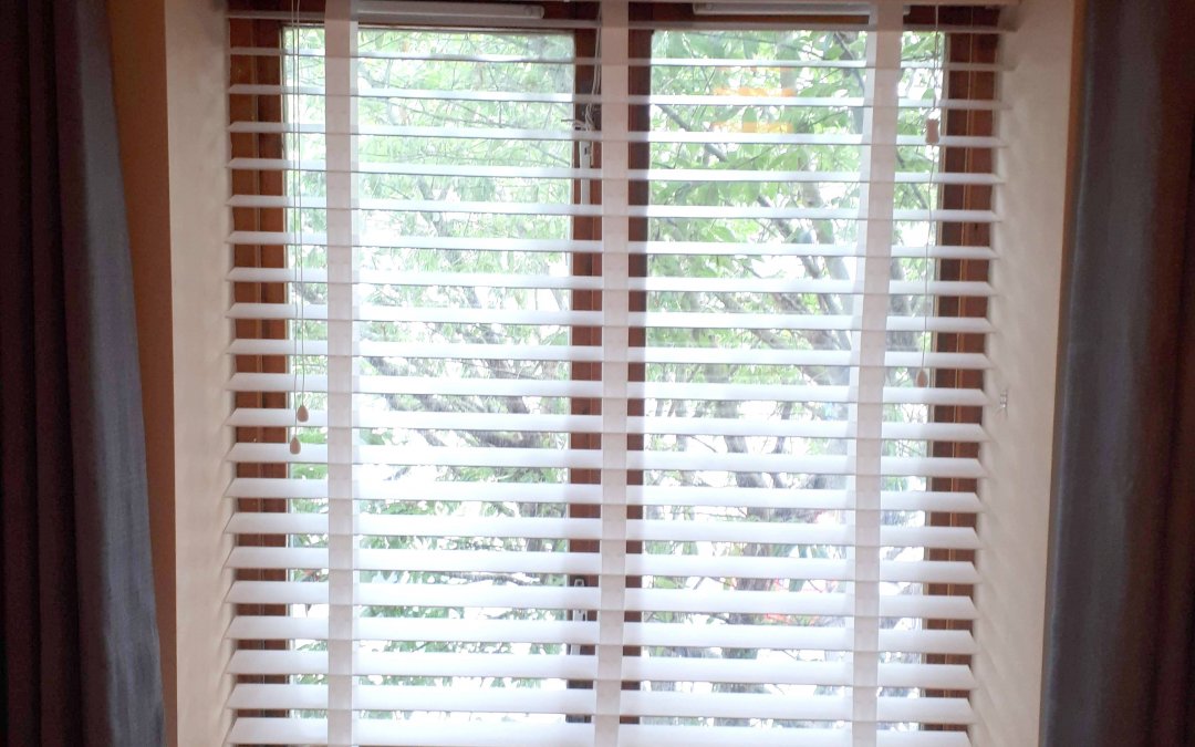 Wooden Venetian Blinds with tapes installed in Chapelizod.