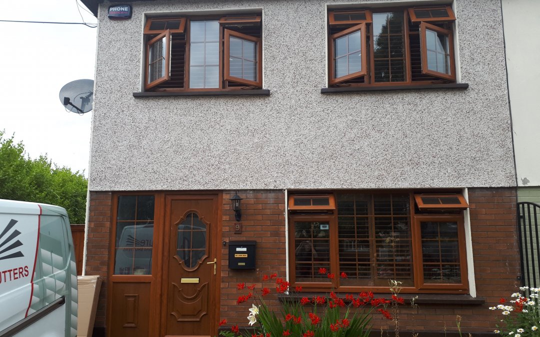 Brown Shutters installed in Clondalkin, County Dublin.