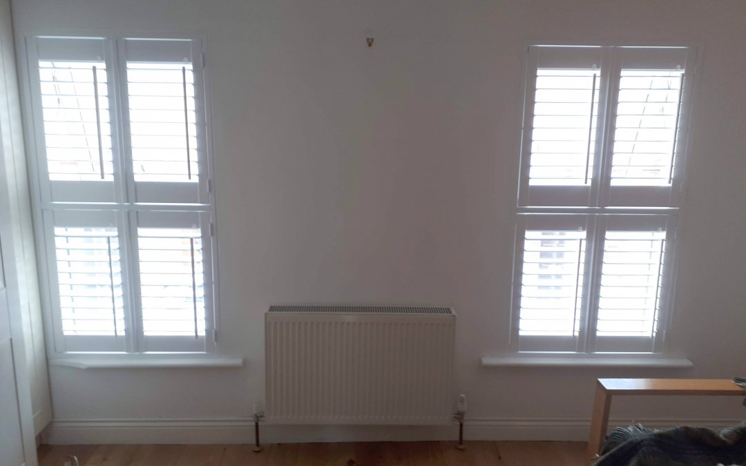 Tier on tier plantation shutters fitted in Ringsend, Dublin