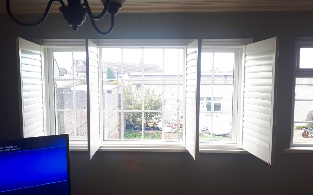 White Plantation shutters installed in Greenhills, Dublin 12