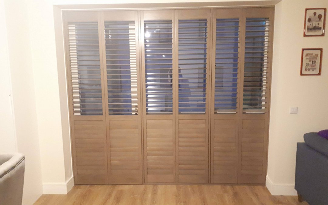 Rustic Gray Plantation Shutters fitted in Luttrelstown, Dublin 15