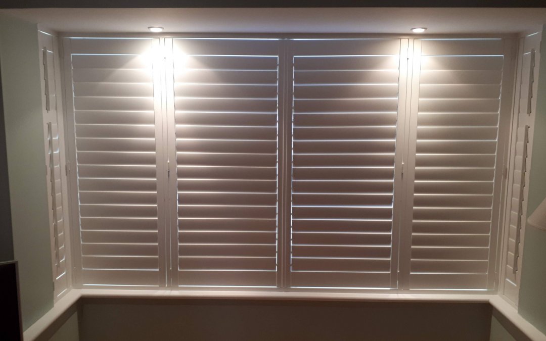 Shutters installed on a bay window in Donabate, County Dublin.