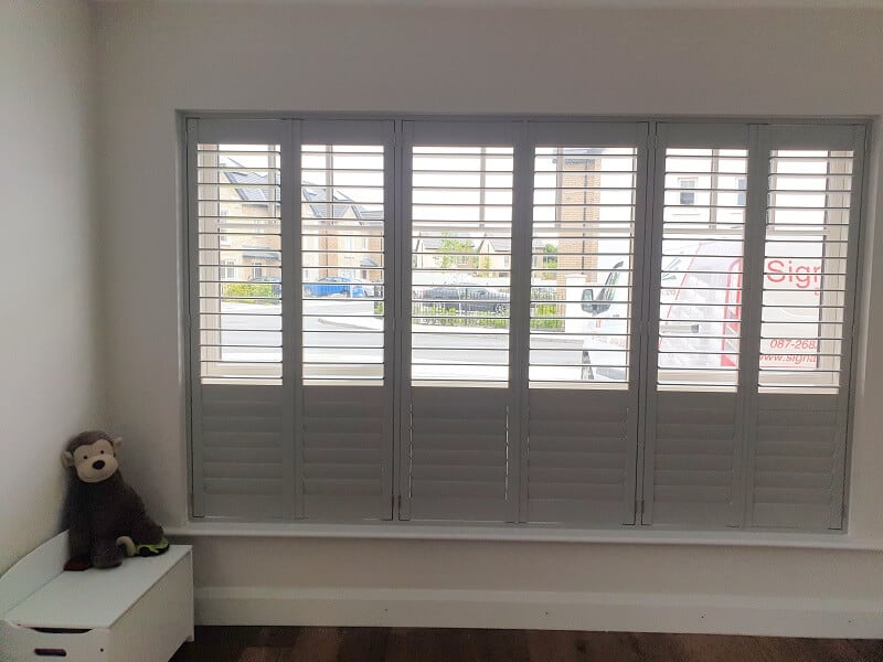 Grey Plantation Shutters installed in Malahide, Dublin