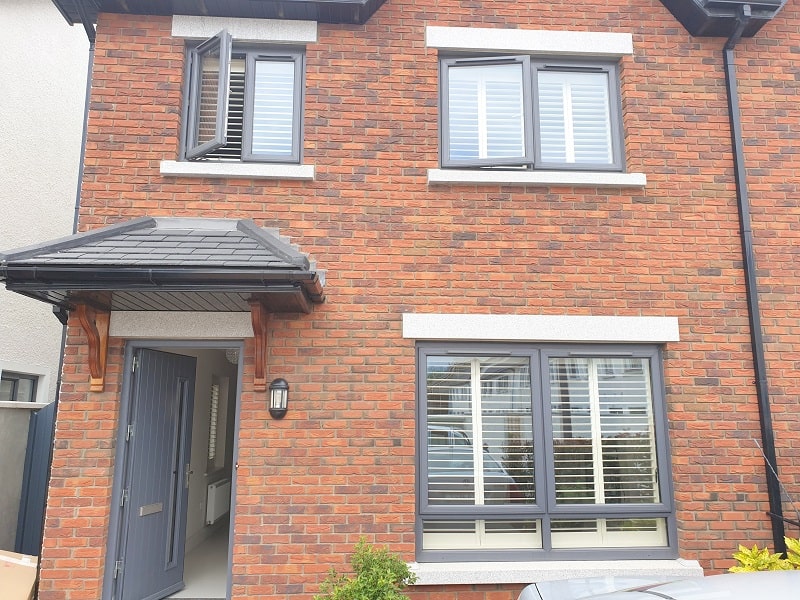 Natural Wood and PVC Plantation shutters installed in Leixlip, Kildare