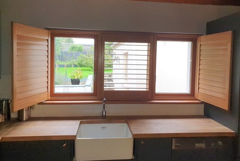 Wood Stained Shutters installed in Santry, Dublin 9