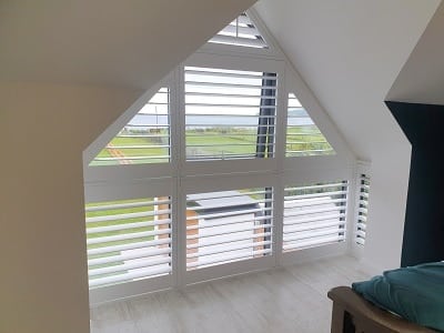 Shaped Shutters fitted on a Bay Window in Rush, Dublin