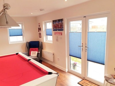 Blue Pleated Blinds fitted in Ratoath, County Meath