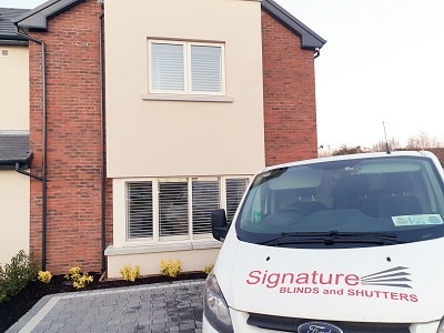 Wood Shutters in Maynooth -Silk White Plantation Shutters fitted Lyreen Lodge, Maynooth, Kildare.