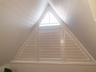 Shaped Apex Shutters Dublin -Apex Solid Wood Shutter installed in Kinsealy, Dublin.