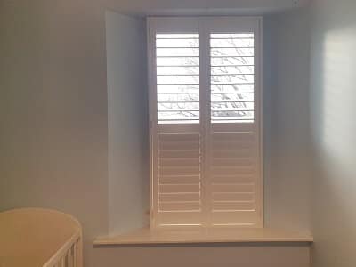 Plantation Shutters with mid-rail installed in Phibsborough,  Dublin.