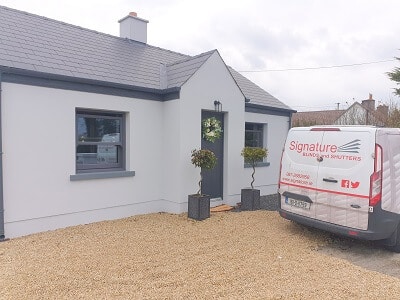 Newbridge Shutter Blinds-Black Walnut Legacy Shutters installed in Newbridge, Kildare.