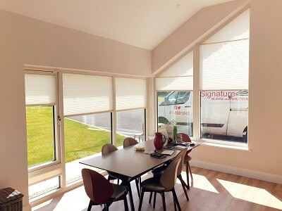 Shaped Pleated and Roller blinds fitted in County Meath