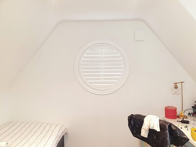 Shaped Shutters in Dublin -Circular Porthole Shutters installed in Castleknock