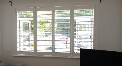 Lucan, Co Dublin. Titan Range , Z-Frame, Silk White Plantation Shutters