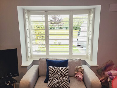 Shutters at front of the house in Clonee. Plantation Blinds in Meath