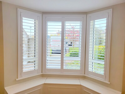 Bay Window Shutters installed in Malahide. Shutters in Dublin