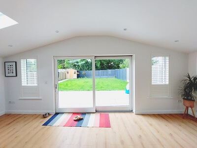 White Plantation Shutters at the back of a house in Ratoath, Meath