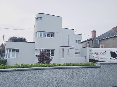 Curved windows + Elegant shutters = Perfect pairing! White Shutter in Dublin 3