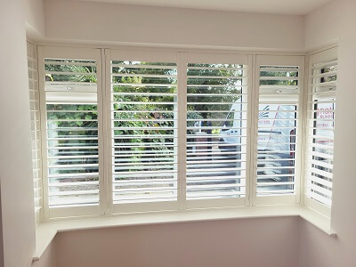 Bay window Shutters in Templeogue. Plantation Blinds in Dublin 6