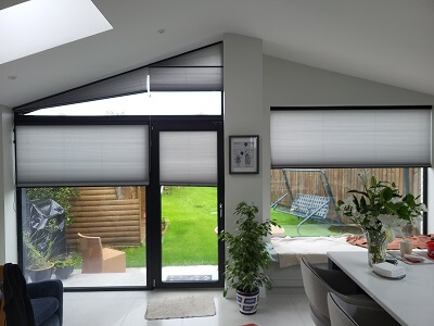 Gable & Standard Pleated Blinds in Templeogue. Shaped Blinds Dublin