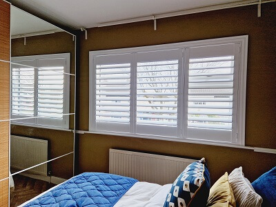 Shutters throughout a house in Portmarnock. White Shutters Dublin