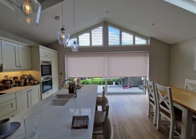 Large Patio Door with shaped shutter and roller blinds