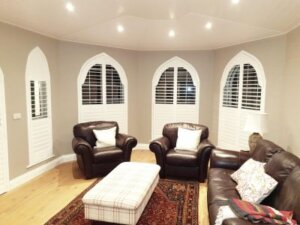 Living Room Cathedral Shutters